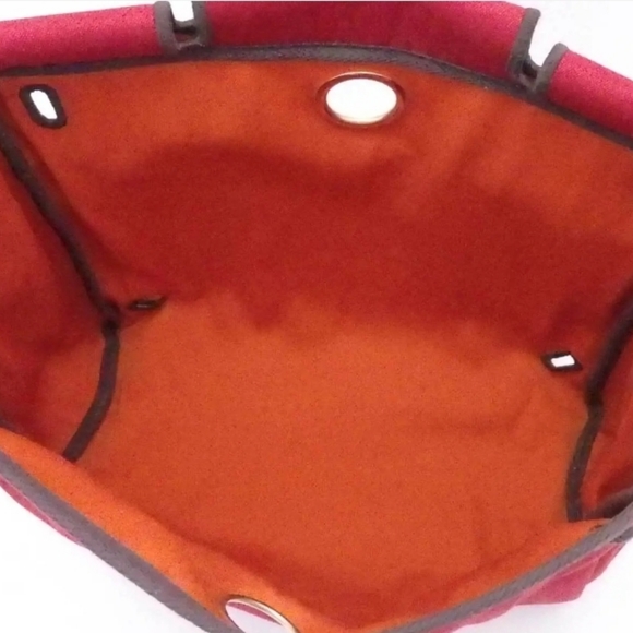 Auth HERMES Her Bag Ado PM 2-Wy Backpack Orange/Red/Dark Brown Canvas - Picture 7 of 16